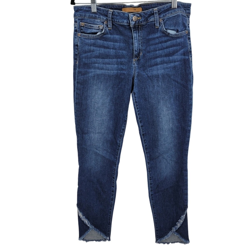 Joe's Jeans The Icon Mid Rise Skinny‎ Ankle Jeans 31 Med Wash Raw Frayed Hem